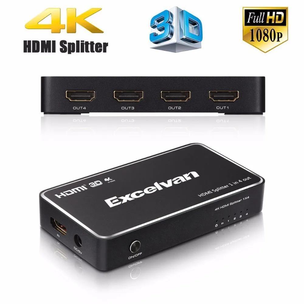 Excelvan HDMI Сплиттер 4K Full HD 1080p видео 1 4 переключатель 1X4 усилитель раздельный дисплей