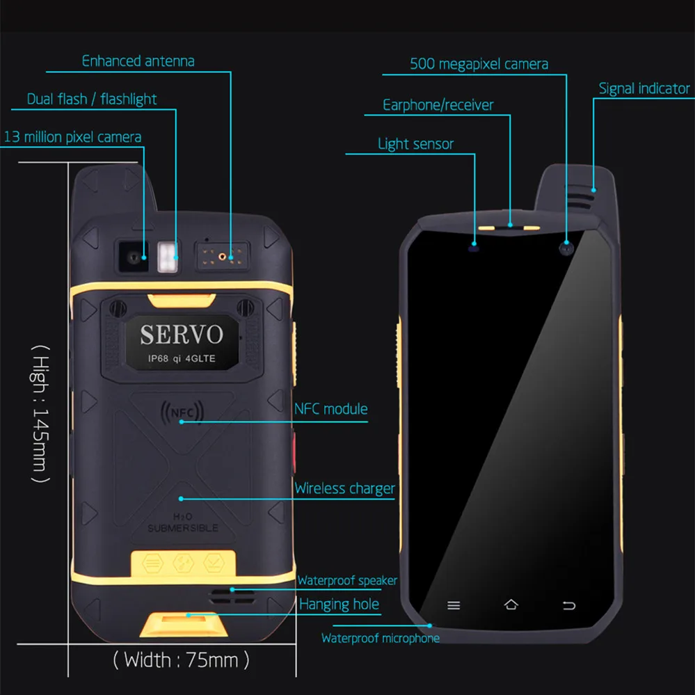Original SERVO B6000 MTK6755 Octa Core 4G 64 GB Android 6,0 OS 13MP 5000 mAh IP68 soporte de teléfono móvil inalámbrica Walkie Talkie 4,7\ Original SERVO B6000 MTK6755 Octa Core 4G 64 GB Android 6,0 OS 13MP 5000 mAh IP68 soporte de teléfono móvil inalámbrica Walkie Talkie 4,7\
