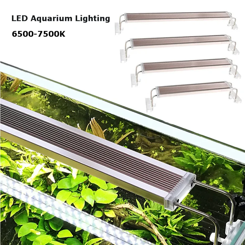 Online 220v ADE Series acuario LED iluminación 12 24W SMD LED por arriba pecera tanque planta acuática LUZ DE CRECIMIENTO 6500 7500K