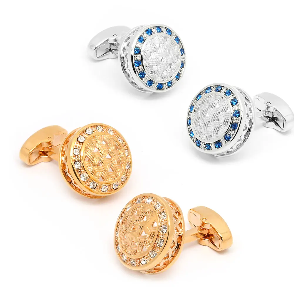 Beour Crystal Cufflinks For Mens Fashion High Quality Silver And Rose