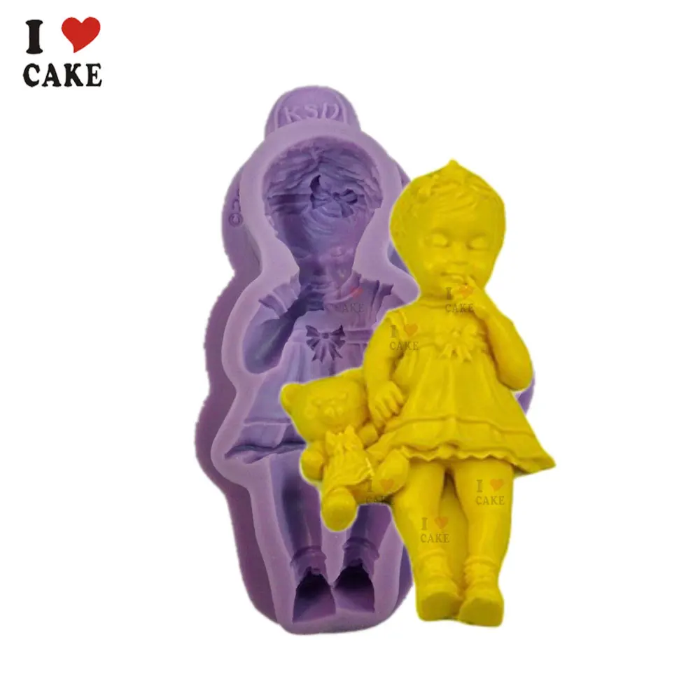 Free Shipping Fondant DIY Silicone Mold Barbie Doll Mold Chocolate Fondant Cake Mold Silicone