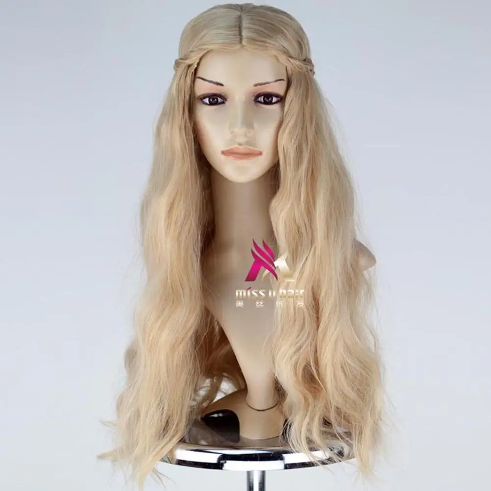 Miss U волосы Игра престолов девушка женский синтетический ролевые игры длинные волнистые коричневый парик с косой Косплей Полный парик Хэллоуин Вечерние