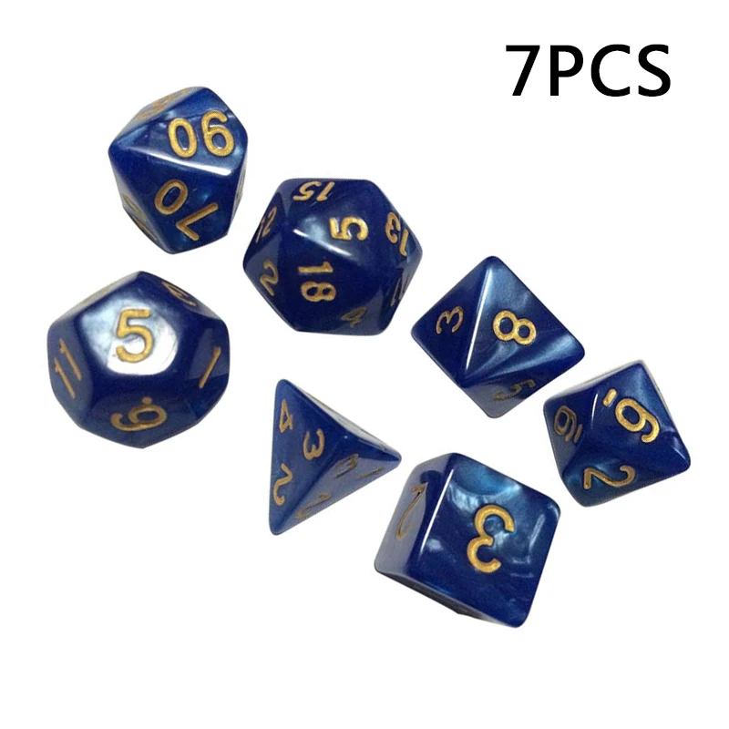 

7pcs 4/6/8/10/12/20/% Blue Polyhedral Dice For DND RPG MTG Board Game pLAY~