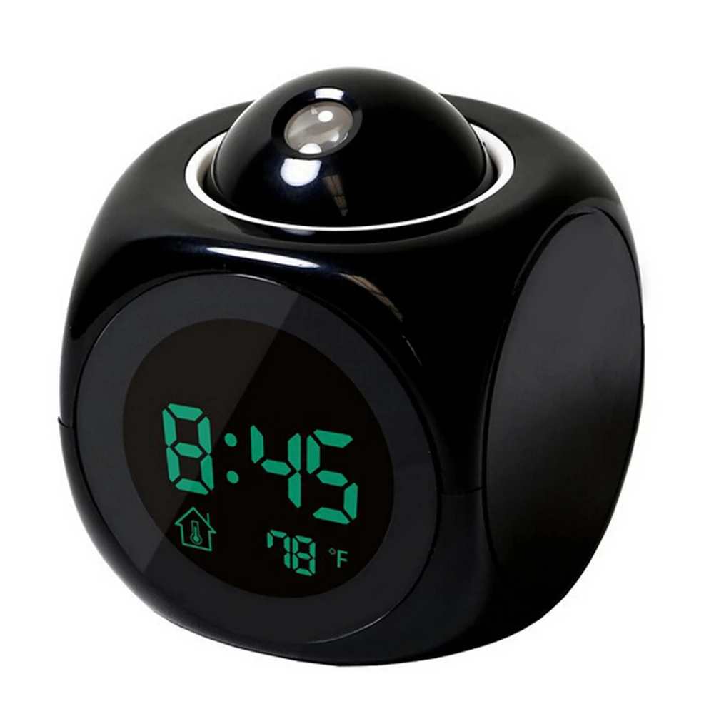 

Projection Multifunction Alarm Clock Digital LCD Display Voice Talking LED Projection Temperature Decor acoustic control sensing