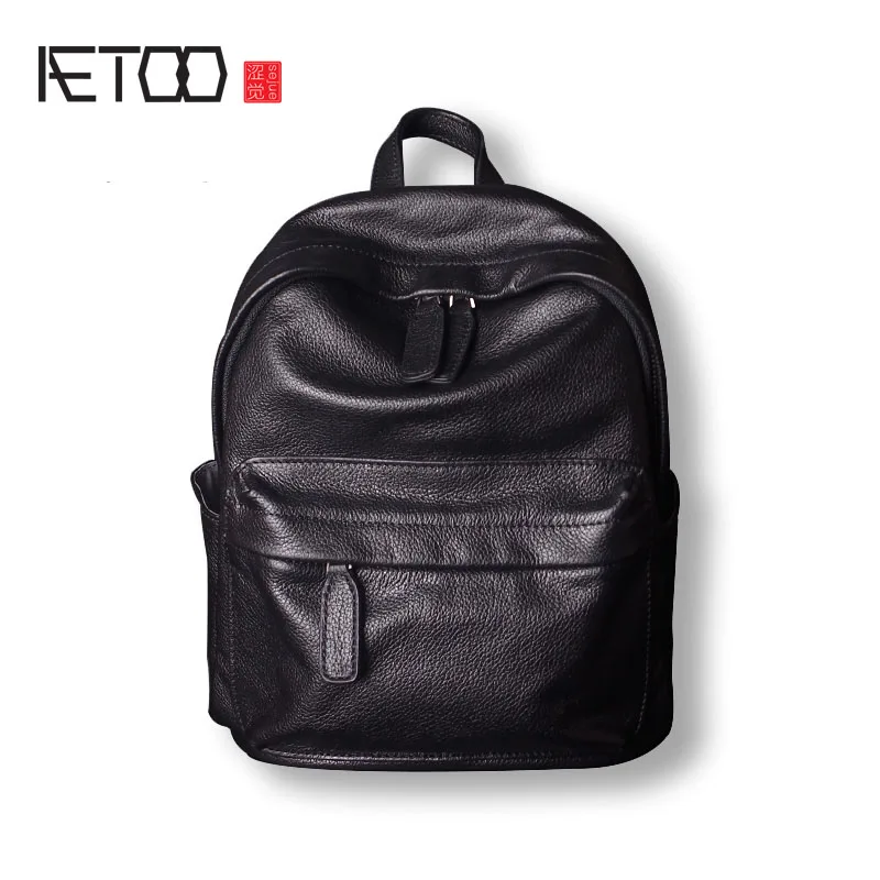 

BJYL Leather shoulder girl new fashion wild soft leather first layer leather backpack female package