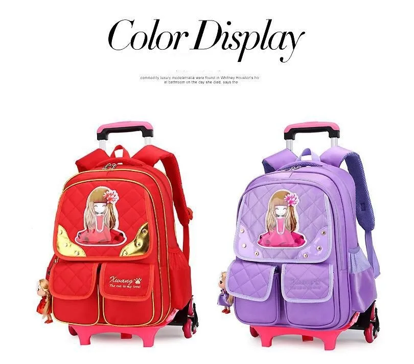Детские Путешествия Рюкзак-тележка на колесах школьная сумка на колесах для девочки детский Чемодан троллейбус школьная сумка рюкзак для