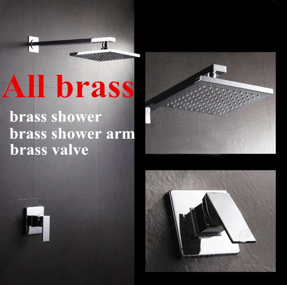 Free Shipping all brass Concealed Shower Set Faucets.8 inch brass rainfall square shower head,Bath tap IS056