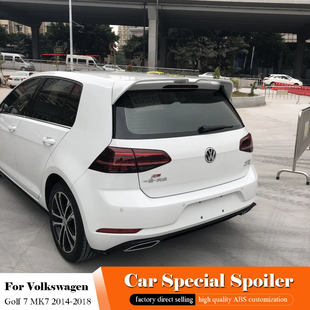 

For Volkswagen GOLF MK7 Black Spoiler 2014 to 2018 Rear Window Roof Spoiler ABS Plastic Car Tail Wing Primer Color Tail Spoilers