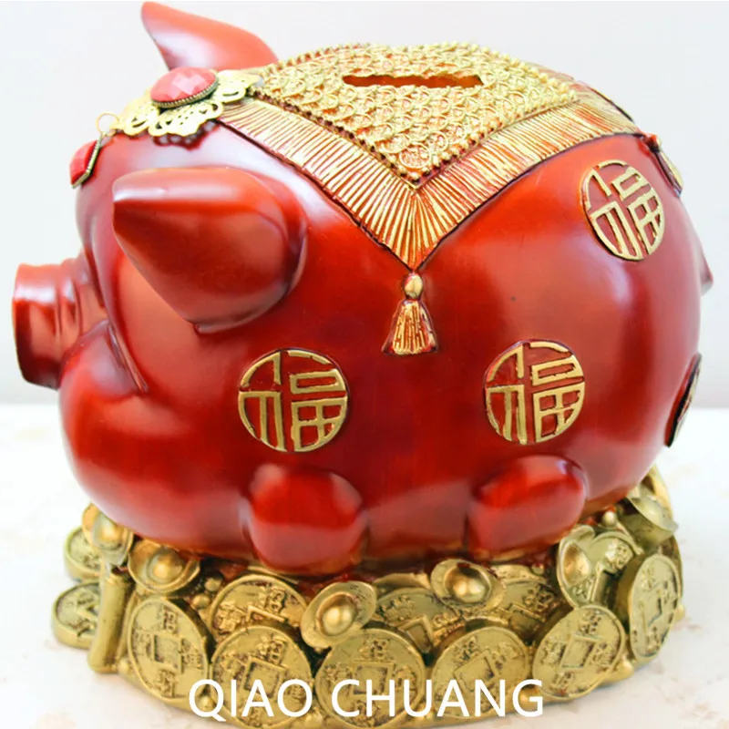 

European Style Lucky Big Pig Saving Box Creative Resin Craftwork Money-Box Home Decorations Birthday Gift S390