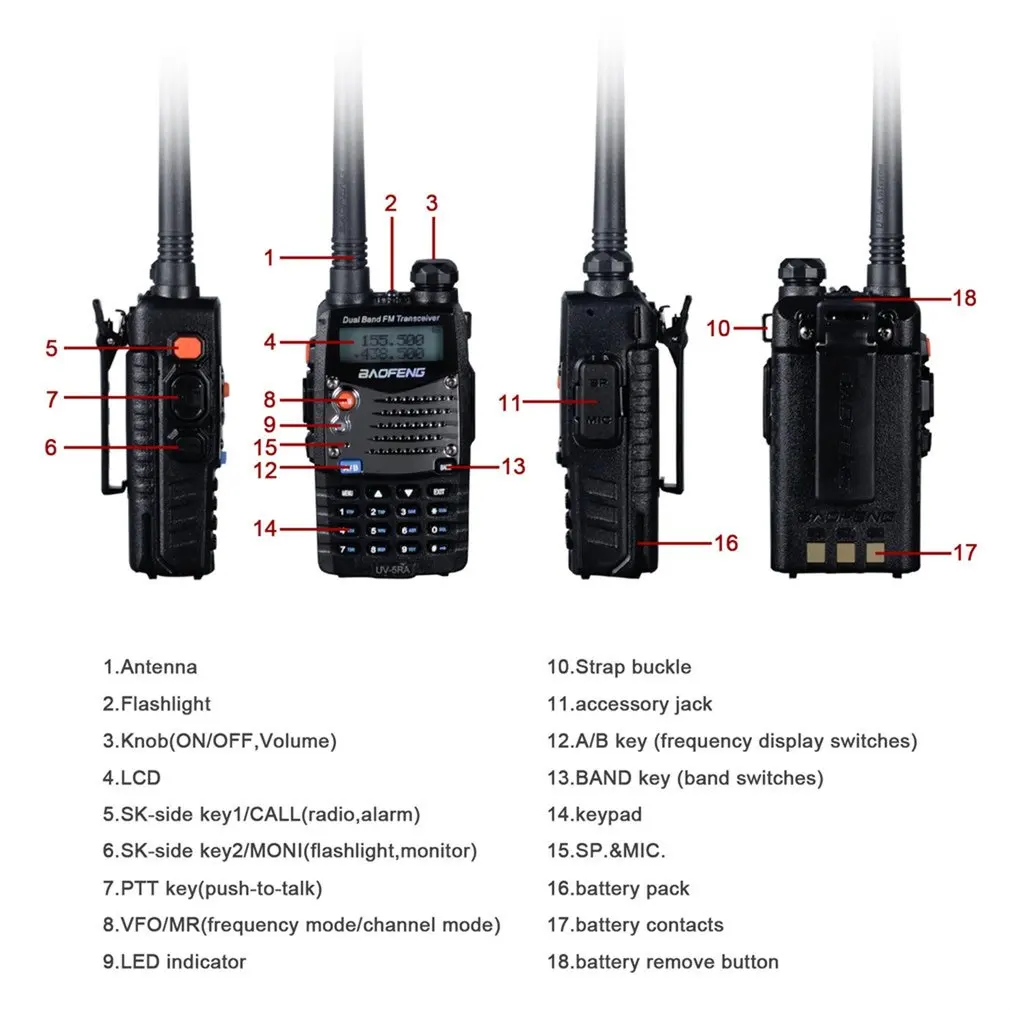 UV-5RA профессиональный ручной приемопередатчик fm-радио приемник Walkie-talkie Interphone сканер двухдиапазонный ЕС вилка двойной режим ожидания