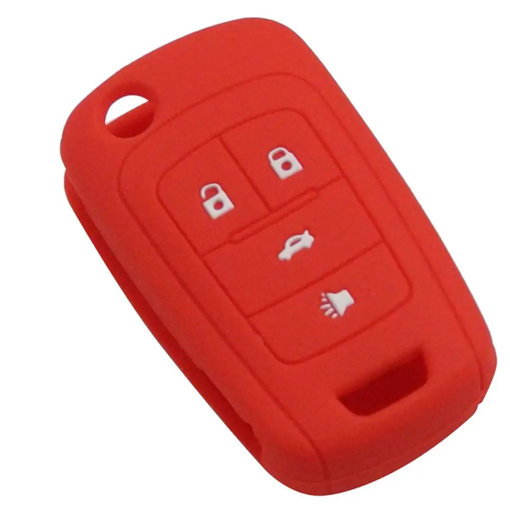 Дистанционный силиконовый чехол для ключей от машины чехол для Chevrolet Vauxhall, Opel Insignia Astra J Zafira C Mokka Buick чехол для ключей 4 кнопки держатель - Цвет: red
