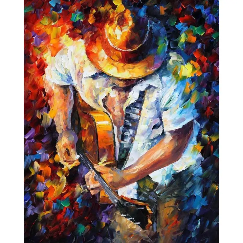 musician modern art paintings for sale guitar and soul knife oil painting Portrait for living ...