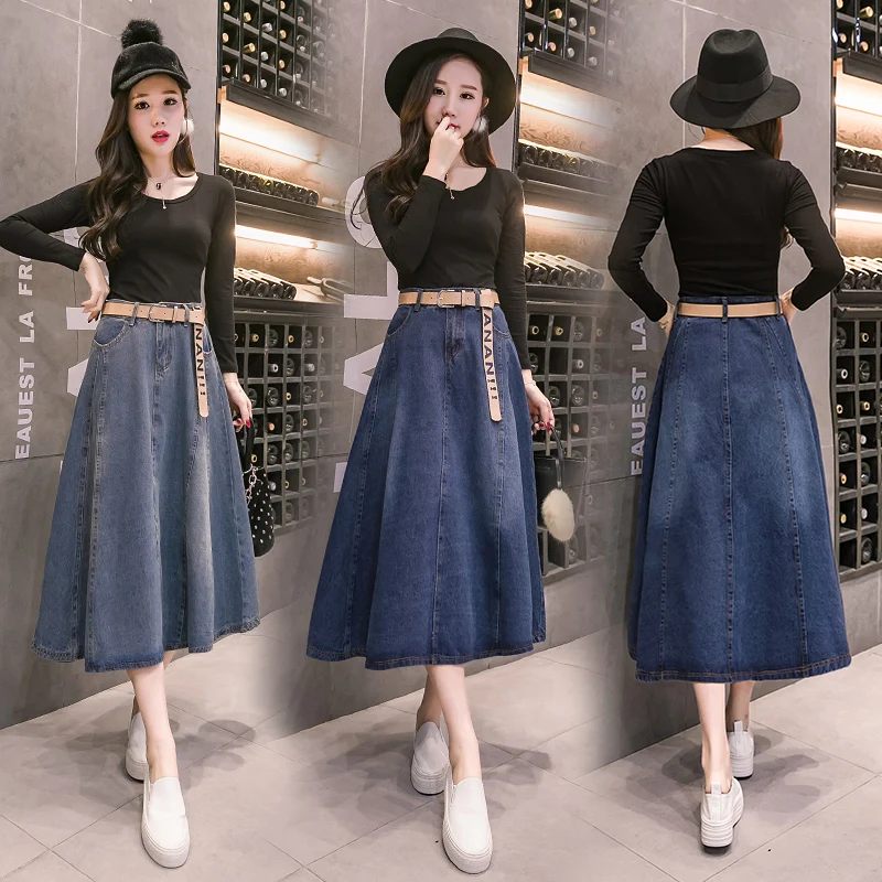 The new spring and autumn fashion Korean Slim denim skirt in Skirts