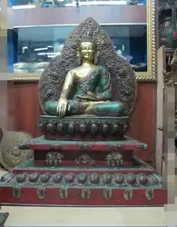 43 "Огромный Тибет Буддизм Бронзовый gild Мозаика бирюзовый рубин Шакьямуни статуя Будды