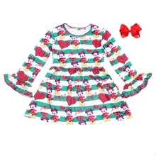 Коллекция года, весенне-летнее платье для девочек одежда с длинными рукавами с оборками и рисунком мышки эксклюзивная одежда для маленьких девочек День святого Валентина