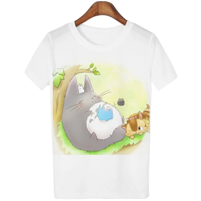 Повседневная футболка, женская футболка, Harajuku Totoro, с принтом, Camisetas Mujer, топы, с круглым вырезом, футболка, милые футболки, Femme