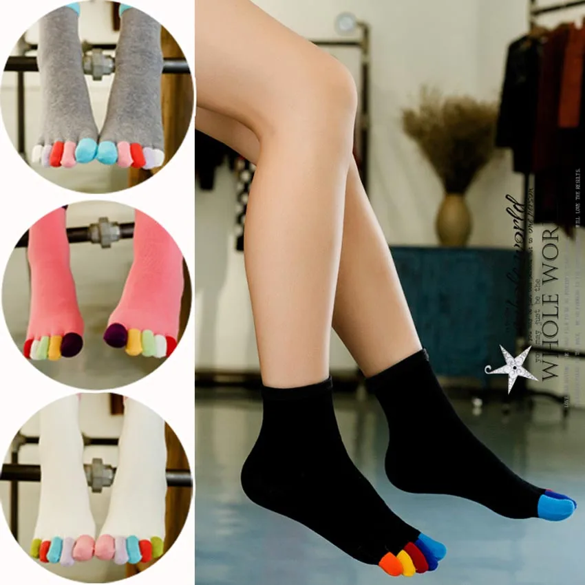 Цвет ful пальцы одноцветное Цвет на осень-зиму женские хлопковые носки с 5 пальцами Носки забавные носки с принтом пять пальцев Носки