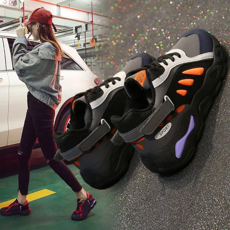 

Lace-Up Casual Fashion Platform Sneakers Cross-tied Platform Female Vulcanize Shoes Mixed Colors Winter Thick Soled Women Shoes