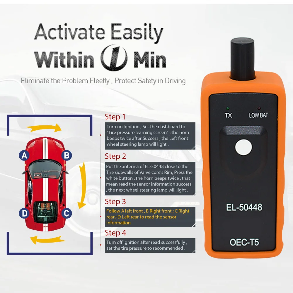 2018 EL50449 EL50448 TPMS инструмент для сброса Ford Opel GM Автомобильный датчик давления в