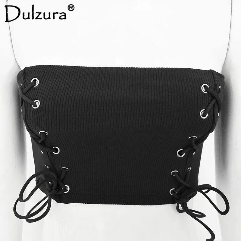 Dulzura/топ со шнуровкой и открытыми плечами женская пикантная укороченный топ без