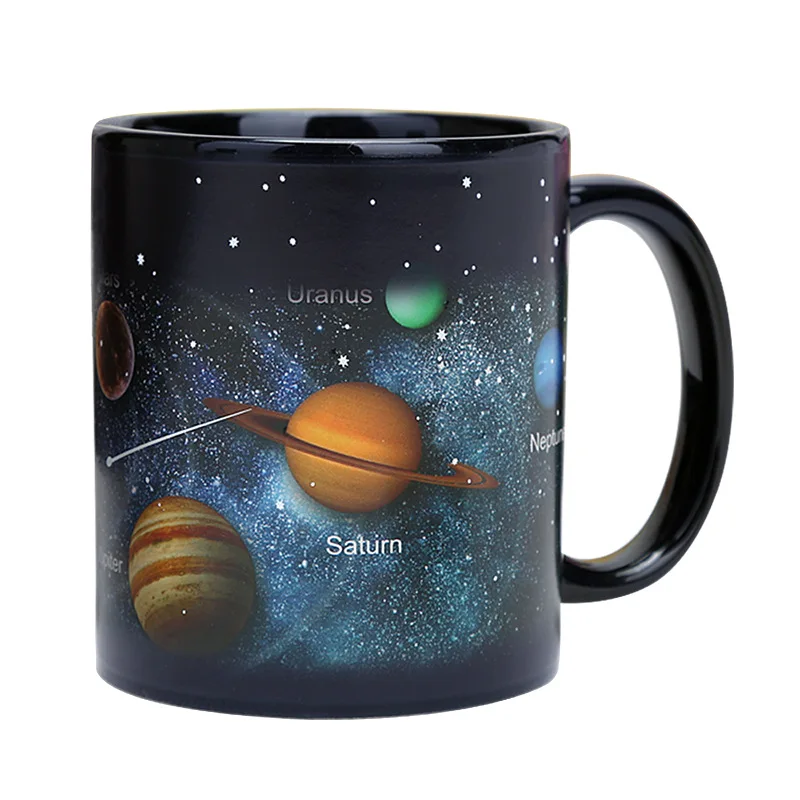 

Creative Solar System Star Ceramic Temperature Sensitive Coffee Mug Color Changing Heat Sensitive 12oz Coffee Cups Gift Packing