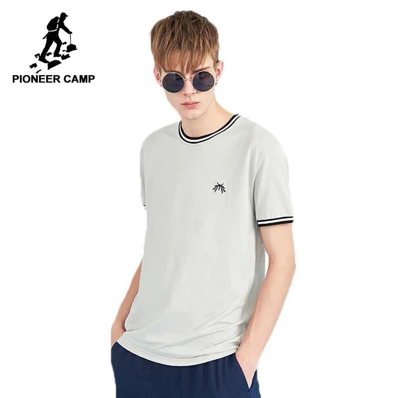 

Pioneer camp new summer embroidery men t shirt brand clothing fashion striped tshirts male cotton quality t-shirt men ADT803124