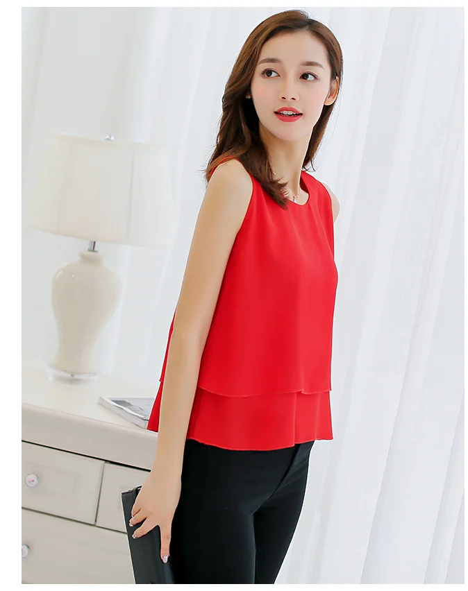 Fashion Brand Female Chiffon Shirts Women Summer Casual Top Plus Size S-2XL Loose Sleeveless Thin And Light Chiffon Blouse