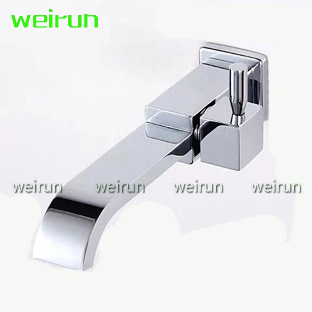 Weirun Bathroom Square Brass Faucet with Switch Handle Bathtub Shower