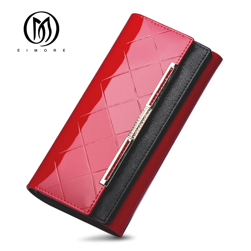 

EIMORE 2018 Women Wallet Long Brand Coin Purse Patent Leather Women Wallets Purse Wallet Female Card Holder Carteira Feminina