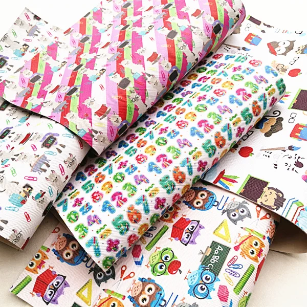 

Free shipping 7.6*12inch cartoon print synthetic leather fabric for DIY accessories BHY613