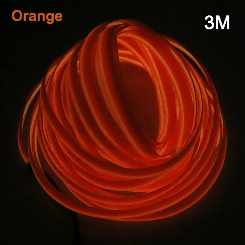 Гибкий неоновый светильник для салона автомобиля, атмосферный светодиодный светильник для hyundai Accent IX45 I30 Elantra Genesis Tucson IX35 SantaFe Sonata I20 - Испускаемый цвет: Orange 3m