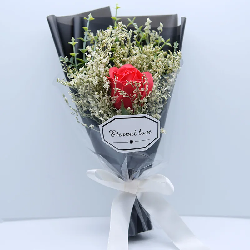 Flone Mini Artificial Dried Flower Scented Soap Rose Flower Crystal Grass Bouquet Fake Gypsophil Flower Wedding Home Party Decor (3)