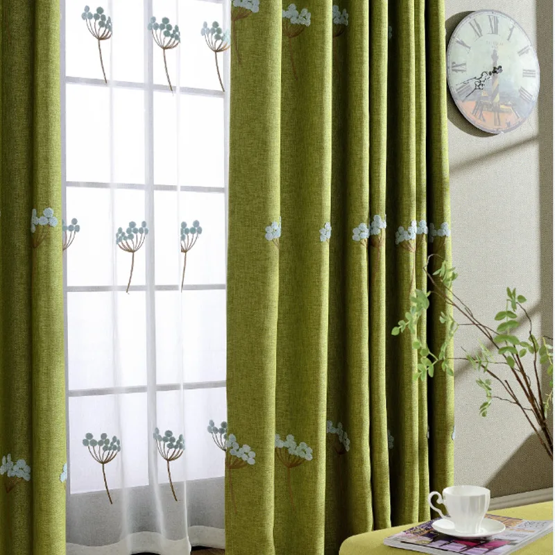 Estilo de país de diente de león bordado Cortinas opacas para dormitorio niños bebé vivero ventana Cortinas WP027C Estilo de país de diente de león bordado Cortinas opacas para dormitorio niños bebé vivero ventana Cortinas WP027C