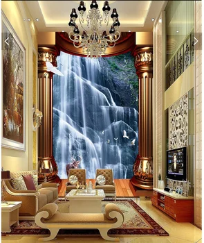 

3d wallpaper custom photo Rockery waterfall goalpost porch painting 3d wall murals wallpaper for living room home decor