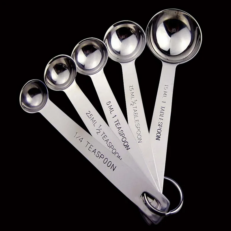 5pcs Set Stainless Steel Spoons for Coffee Tea Set Measuring Cups And Measuring Spoon Scoop