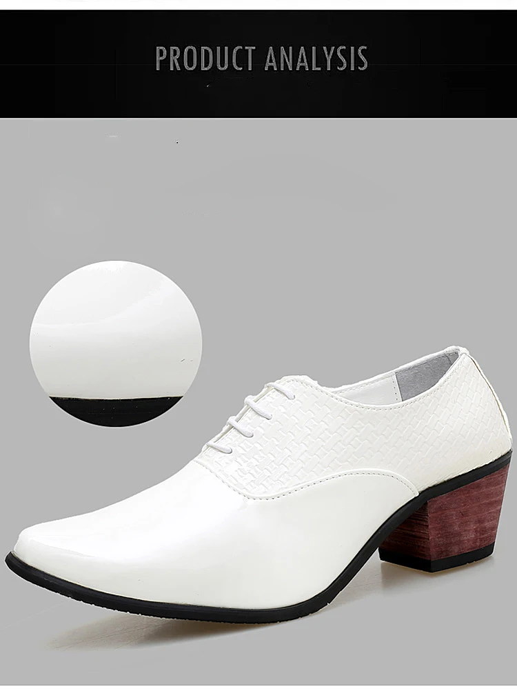 DJSUNNYMIX/Брендовые мужские свадебные туфли на высоком каблуке 6 см; блестящие кожаные модельные вечерние туфли; цвет черный, белый