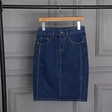 Женская джинсовая юбка-карандаш, стрейчевая облегающая юбка миди TH36