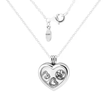 Стерлингового серебра 925 ювелирные изделия Большой подвешиваемый кулон сердце кулон и ожерелье с 3 шт Petites