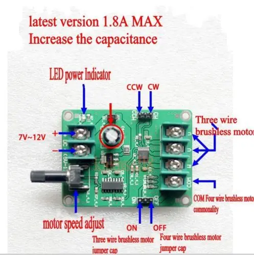 7V-12V DC Brushless Motor Driver Board Controller for 3//4 Wires Hard Drive Motor