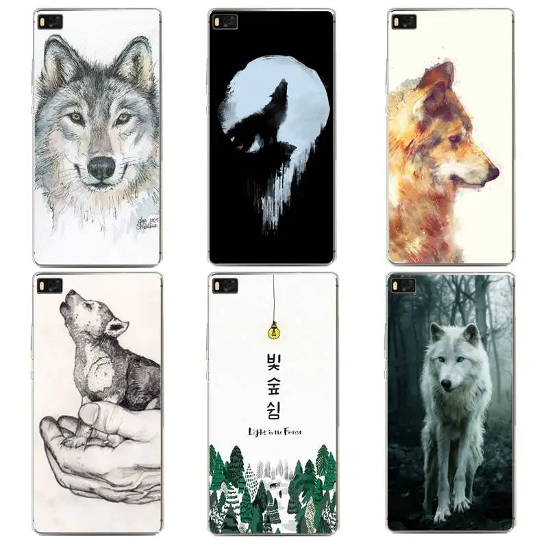 Tree Soft Clear TPU Phone Case For huawei P10plus P8 P9lite honor 3c 4c 6a 7 8 9 5c Coque Animal Wolf Print Cover Free Shipping | Мобильные