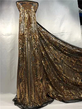 

Nice mesh cloth series flower sequins French net lace fabric African party tulle material with for sewing QN96 (5yards/lot)