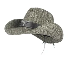 Унисекс Женская открытая западная ковбойская шляпа летняя соломенная Sombrero Hombre пляжная пастушка Джаз солнце шляпа голова быка пояс Размер 57-59 см