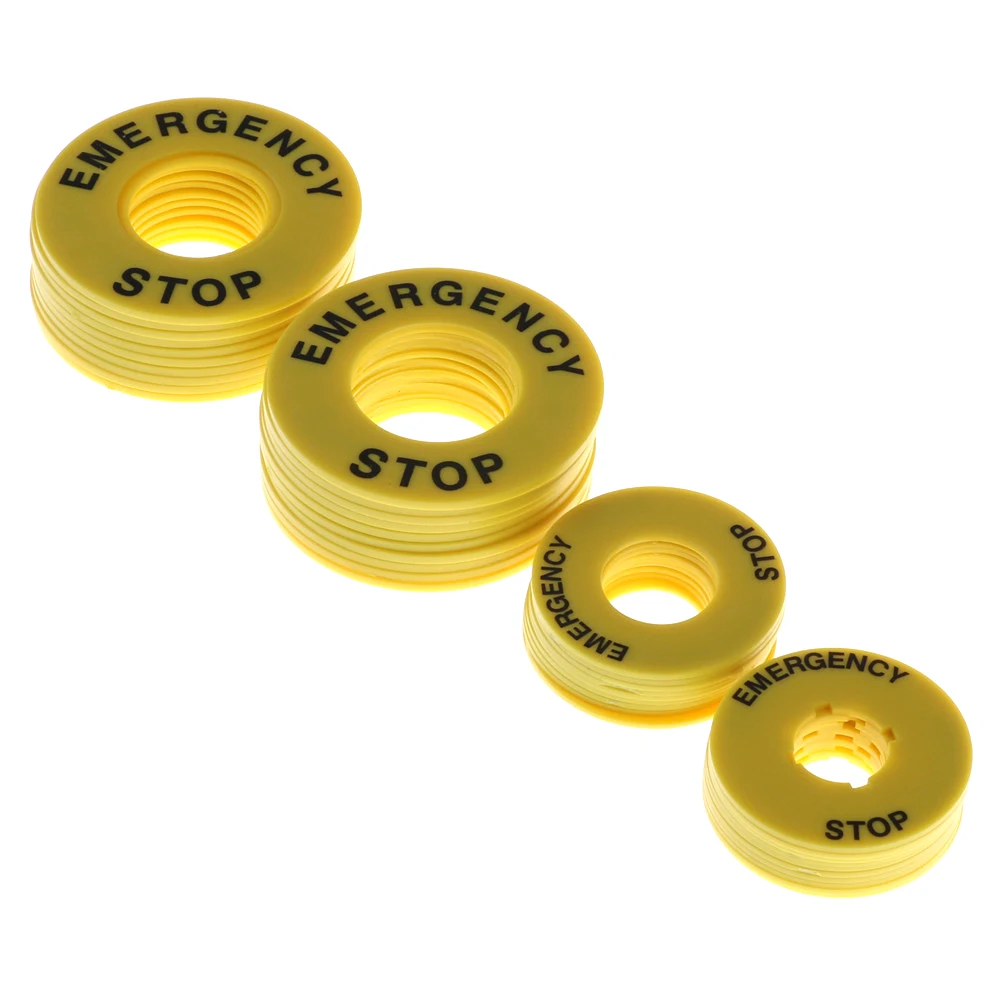 10pcs Push button Switch Panel Label Frame Emergency Stop Switch Plastic Sign Inner Dia 16/19/25/30mm External Dia 46/46/60/60mm