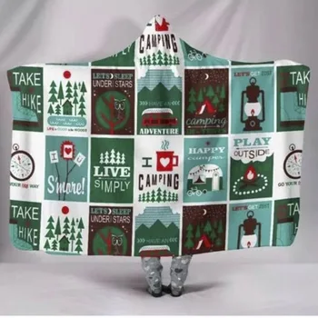 

3D Picnic Bus Warm Soft Fluffy Hooded Wearable Blanket Throw Poncho Kids Adult Manta Para Sofa Fleece Deken