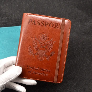 

Rfid USA Passport Holder Travel Pu Leather Coves for Passports Multi-card Bit Case Passport Protector Anti Rfid Blocking