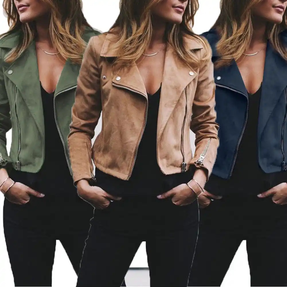 Women's Fashion Jackets Ladies Suede 
