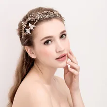 Античное Золото Листьев Свадебный Повязка Tiara Горный Хрусталь Ручной Свадебный Головной Убор Корона Мода Невесты Аксессуары Для Волос 2017 Новый
