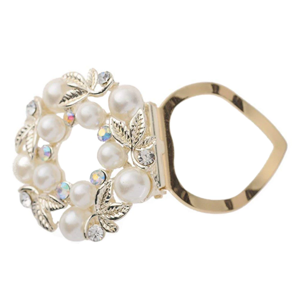 Elegant Faux Pearl Rhinestone Scarf Ring Silk Scarf Buckle Clip Giftin