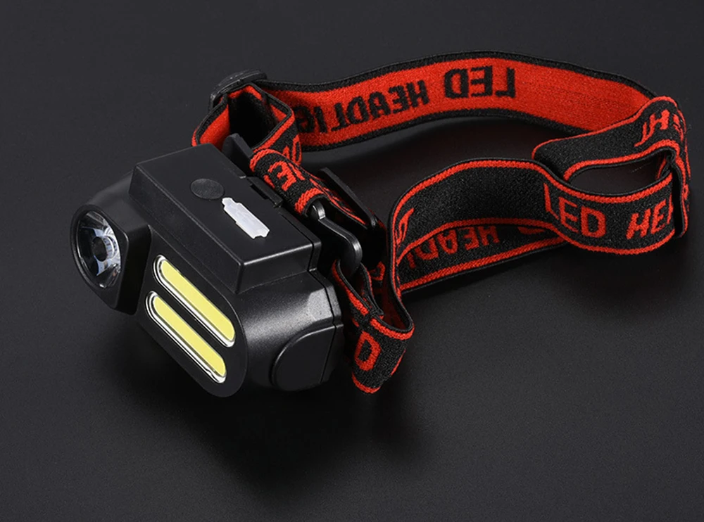 Super Bright LED Headlamp COB Work Light 4 Lighting Mode Waterproof Headlight Powered By 18650 Battery Suit for Night Lighting