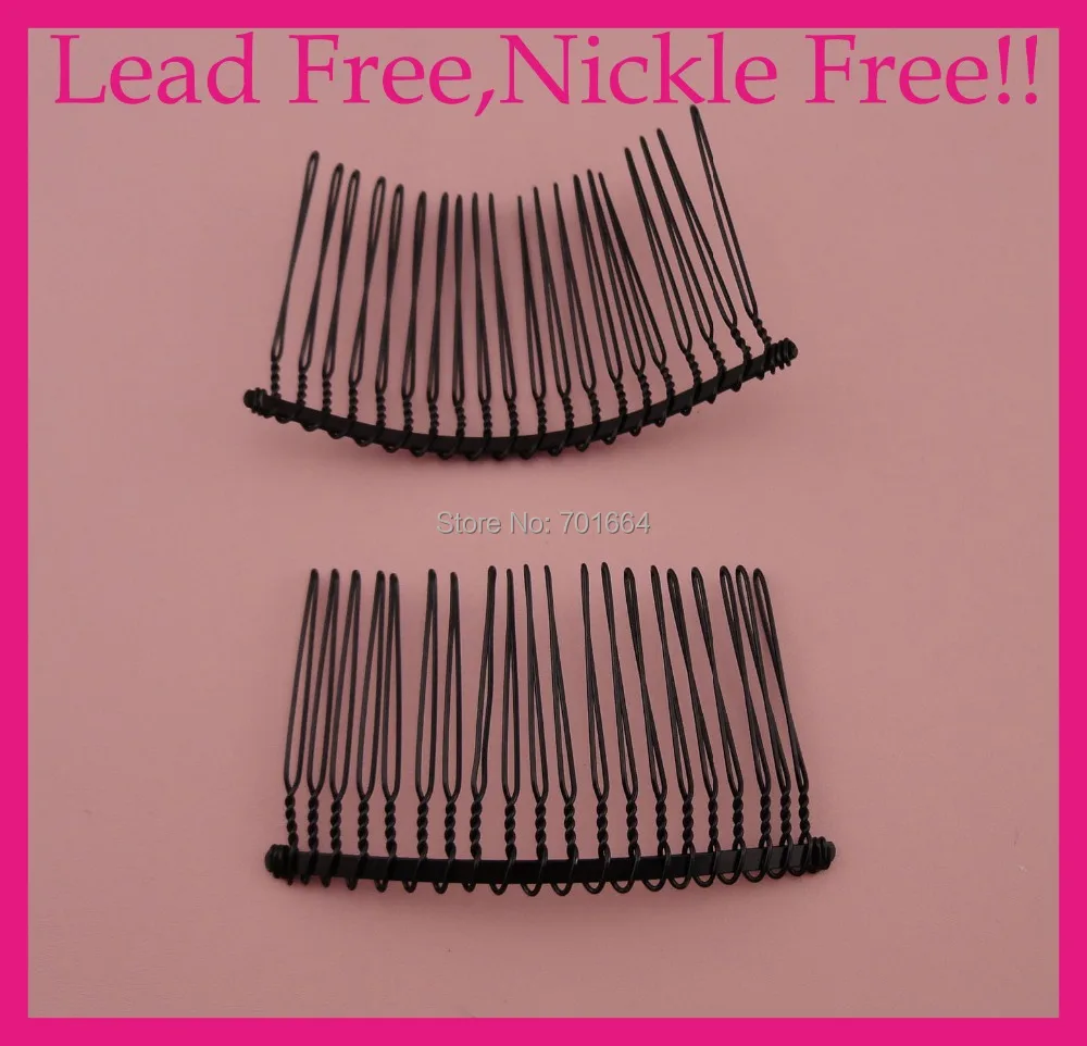 cheap 20PCS Black 20teeth Plain Metal Hair Combs for girls at lead free and nickle free,black wedding bridal hair combs